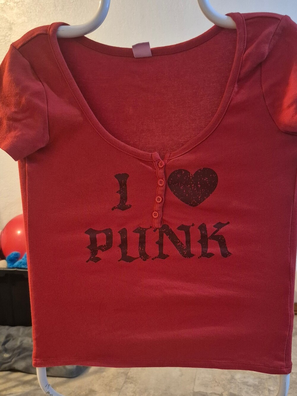 Digital Darling I Love Punk Shirt Womens M Red Y2K Emo Goth Alt Graphic Top